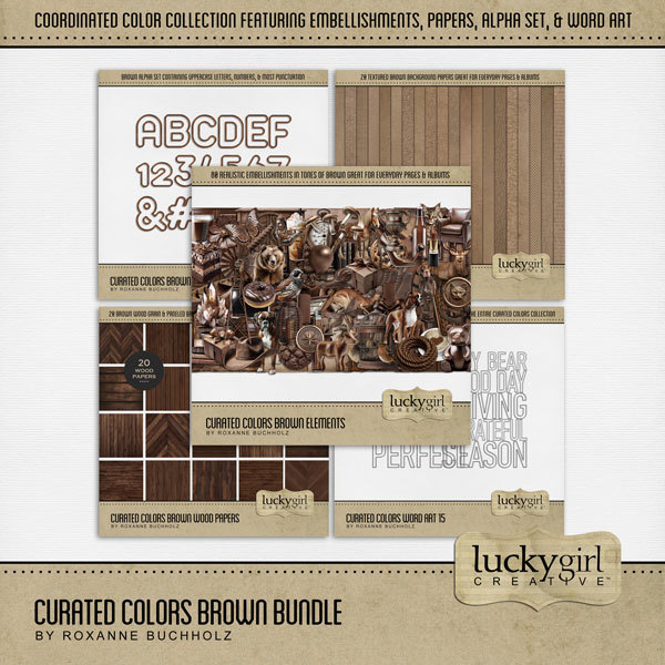 Curated Colors Brown Bundle Digital Art - Digital Scrapbooking Kits