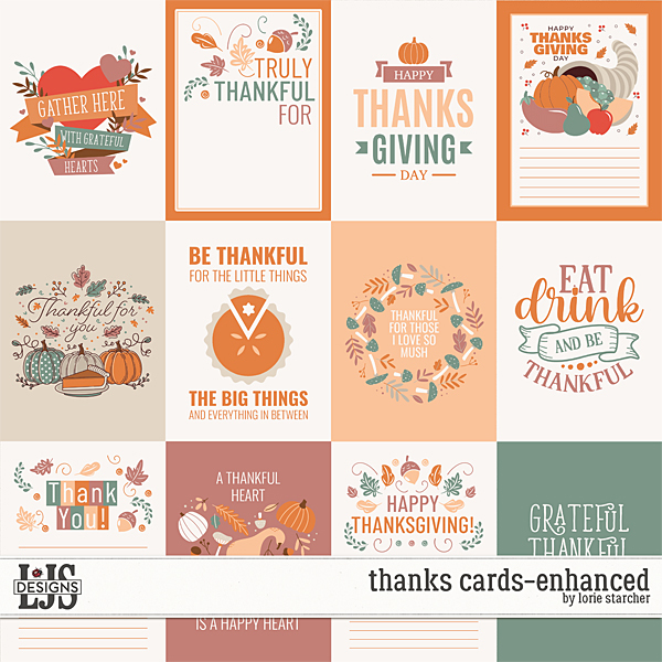 Thanks Cards - Enhanced Digital Art - Digital Scrapbooking Kits