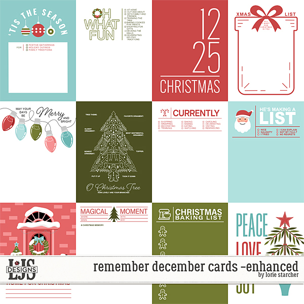 Remember December Cards - Enhanced Digital Art - Digital Scrapbooking Kits