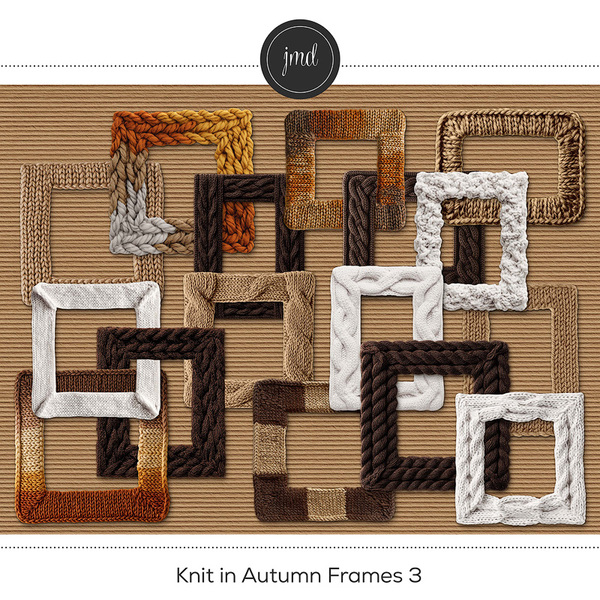 Knit in Autumn Frames 3 Digital Art - Digital Scrapbooking Kits