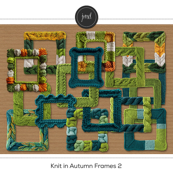 Knit in Autumn Frames 2 Digital Art - Digital Scrapbooking Kits