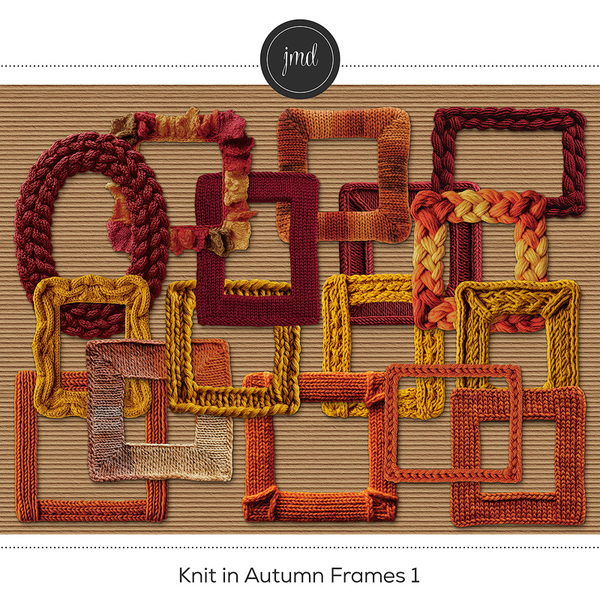 Knit in Autumn Frames 1 Digital Art - Digital Scrapbooking Kits
