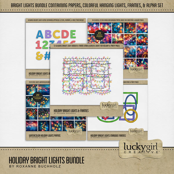 Holiday Bright Lights Bundle Digital Art - Digital Scrapbooking Kits