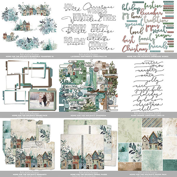 Home for the Holidays Scrapbook Bundle Digital Art - Digital Scrapbooking Kits