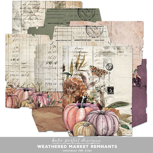 Weathered Market Remnants Digital Art - Digital Scrapbooking Kits
