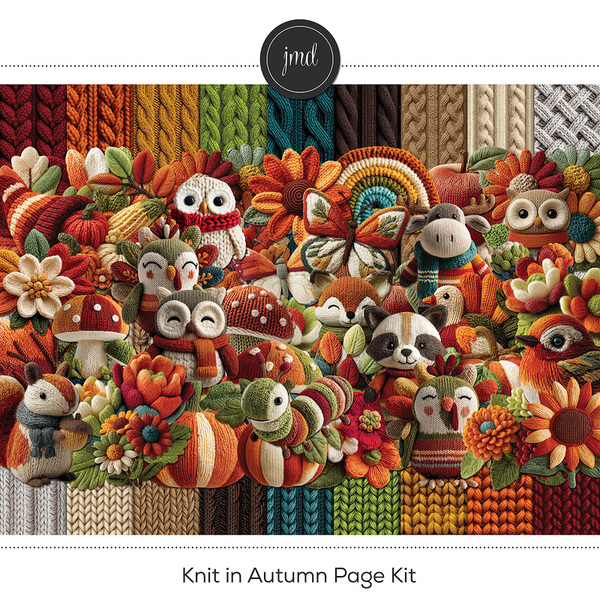 Knit in Autumn Kit Digital Art - Digital Scrapbooking Kits