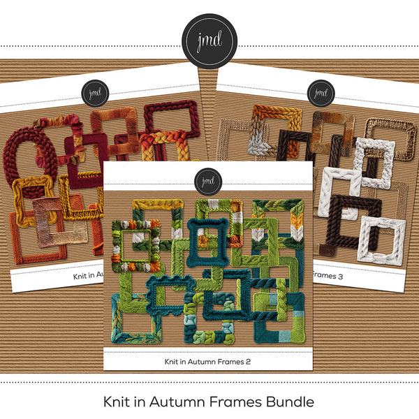 Knit in Autumn Frames Bundle Digital Art - Digital Scrapbooking Kits