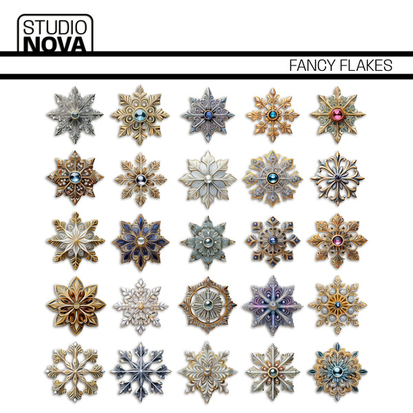Fancy Flakes Digital Art - Digital Scrapbooking Kits