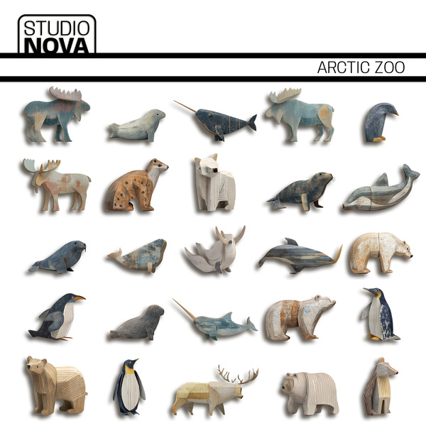 Arctic Zoo Digital Art - Digital Scrapbooking Kits