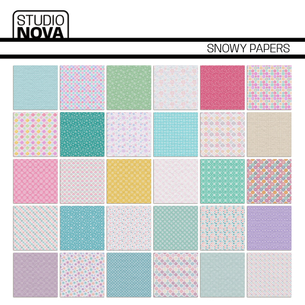 Snowy Papers Digital Art - Digital Scrapbooking Kits