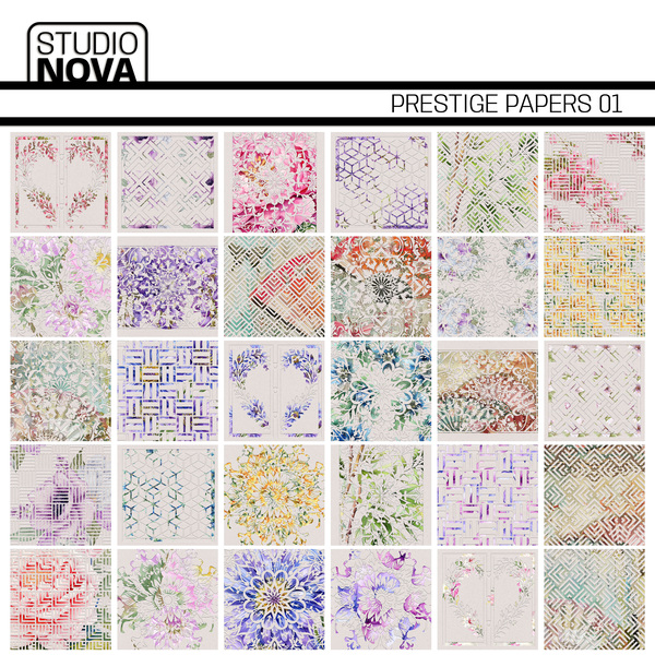 Prestige Papers 01 Digital Art - Digital Scrapbooking Kits