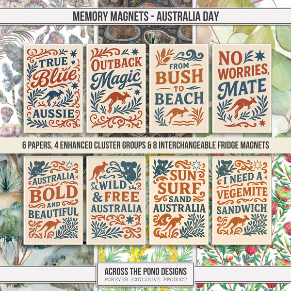 Memory Magnets - Australia Day Digital Art - Digital Scrapbooking Kits