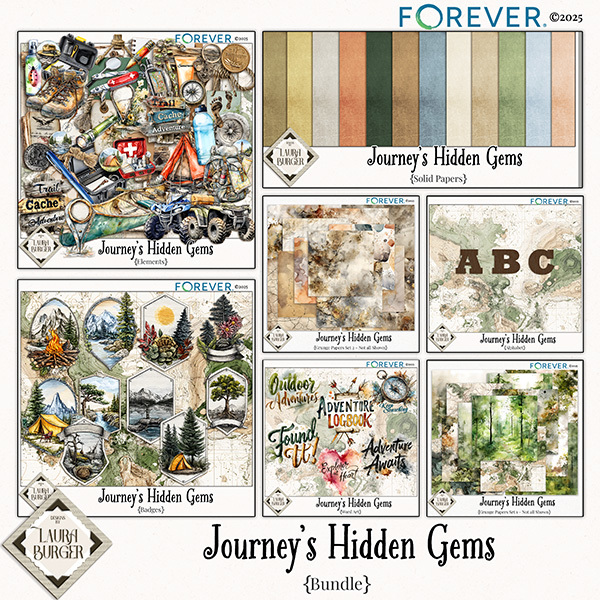 Journey’s Hidden Gems Bundle Digital Art - Digital Scrapbooking Kits