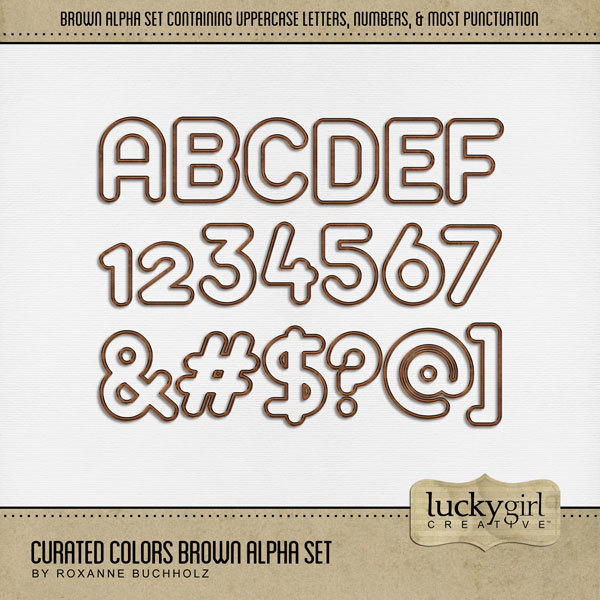 Curated Colors Brown Alpha Set Digital Art - Digital Scrapbooking Kits