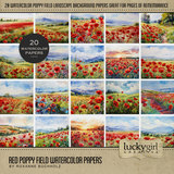 Red Poppy Field Watercolor Papers