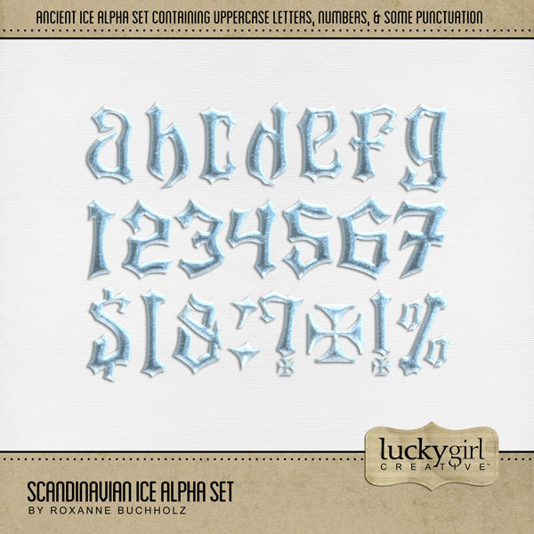 Scandinavian Ice Alpha Set Digital Art - Digital Scrapbooking Kits