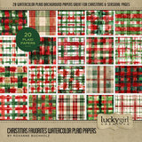 Christmas Favorites Watercolor Plaid Papers