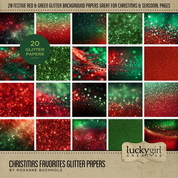Christmas Favorites Glitter Papers Digital Art - Digital Scrapbooking Kits
