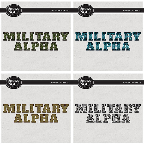 Military Alpha Bundle Digital Art - Digital Scrapbooking Kits