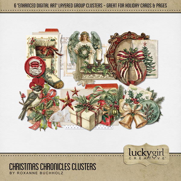 Christmas Chronicles Clusters Digital Art - Digital Scrapbooking Kits