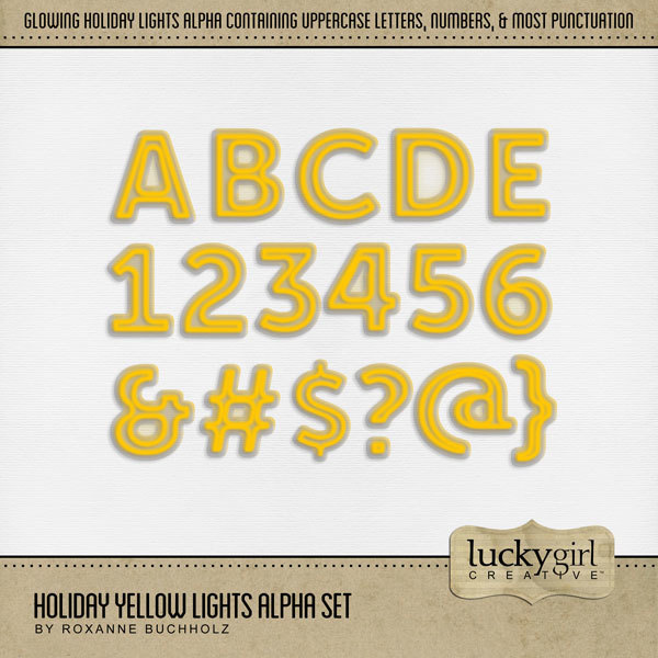 Holiday Yellow Lights Alpha Set Digital Art - Digital Scrapbooking Kits