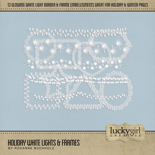 Holiday White Lights & Frames Digital Art - Digital Scrapbooking Kits