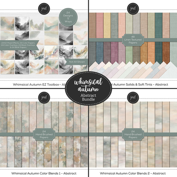 Whimsical Autumn Abstract Bundle Digital Art - Digital Scrapbooking Kits