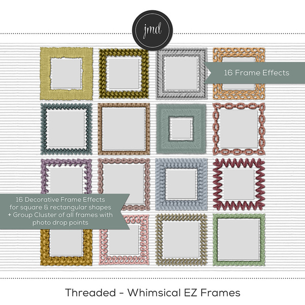 Threaded - Whimsical EZ Frames Digital Art - Digital Scrapbooking Kits