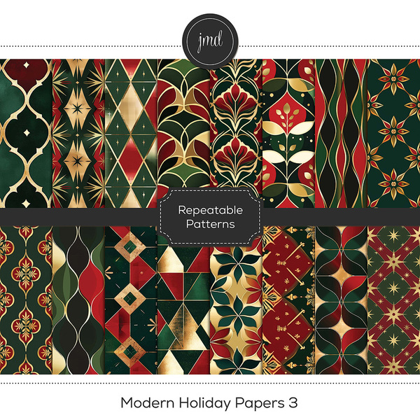 Modern Holiday Papers 3 Digital Art - Digital Scrapbooking Kits