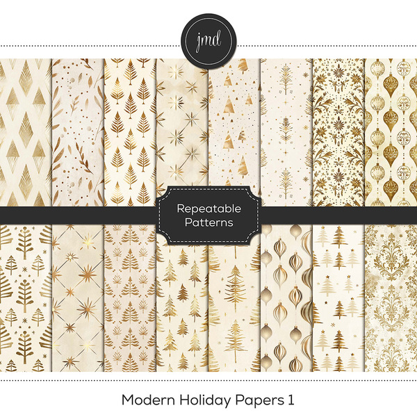 Modern Holiday Papers 1 Digital Art - Digital Scrapbooking Kits