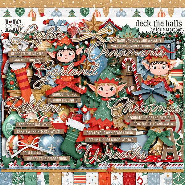 Deck The Halls Digital Art - Digital Scrapbooking Kits