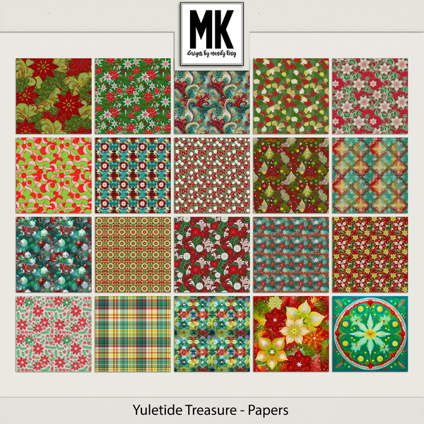 Yuletide Treasure - Papers Digital Art - Digital Scrapbooking Kits