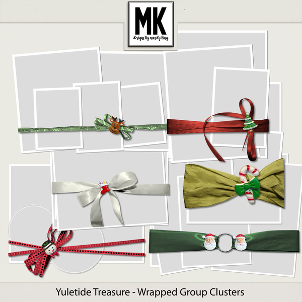 Yuletide Treasure - Wrapped Group Clusters Digital Art - Digital Scrapbooking Kits