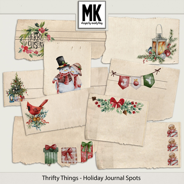 Thrifty Things - Holiday Journal Spots Digital Art - Digital Scrapbooking Kits
