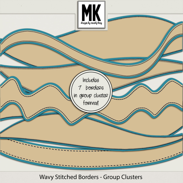 Wavy Stitched Borders - Group Clusters Digital Art - Digital Scrapbooking Kits