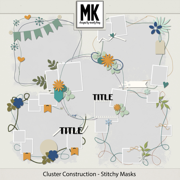 Cluster Construction - Stitchy Masks Digital Art - Digital Scrapbooking Kits