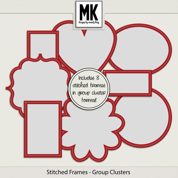 Stitched Frames - Group Clusters Digital Art - Digital Scrapbooking Kits