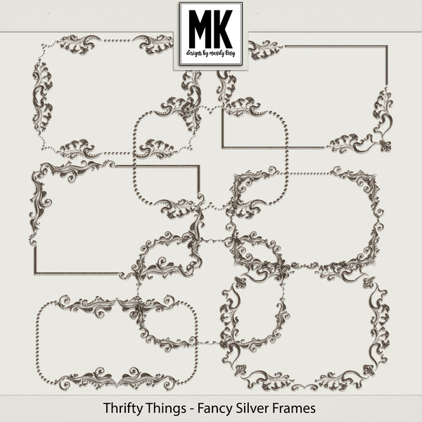 Thrifty Things - Fancy Silver Frames Digital Art - Digital Scrapbooking Kits
