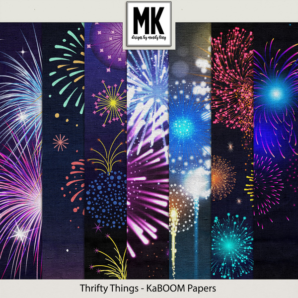 Thrifty Things - KaBOOM Papers Digital Art - Digital Scrapbooking Kits
