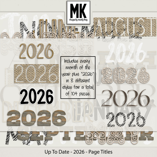 Up To Date - 2026 - Page Titles Digital Art - Digital Scrapbooking Kits