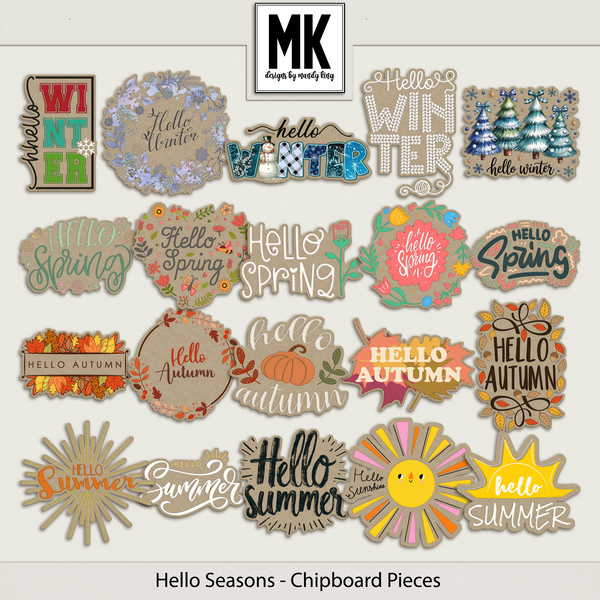 Hello Seasons - Chipboard Pieces Digital Art - Digital Scrapbooking Kits