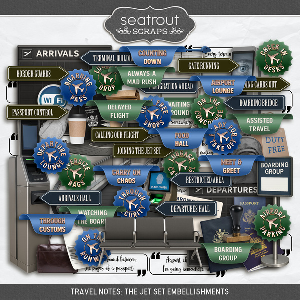 Travel Notes - The Jet Set Digital Art - Digital Scrapbooking Kits