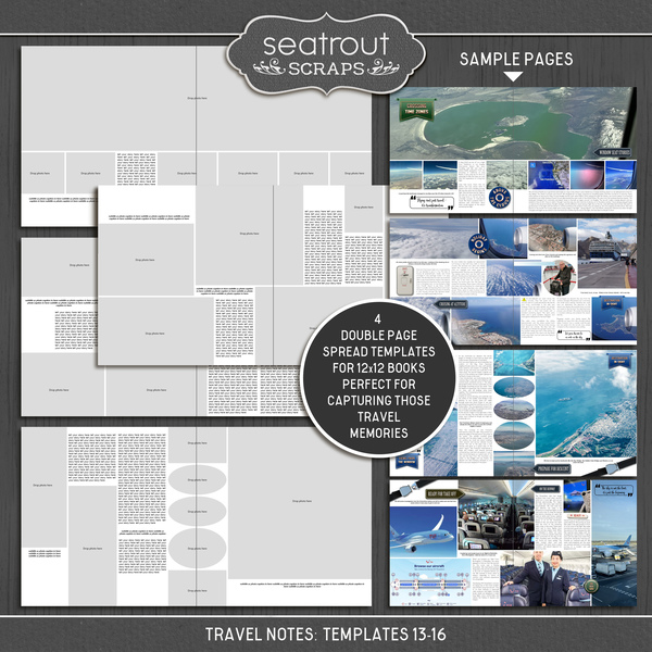 Travel Notes Templates 13-16 Digital Art - Digital Scrapbooking Kits