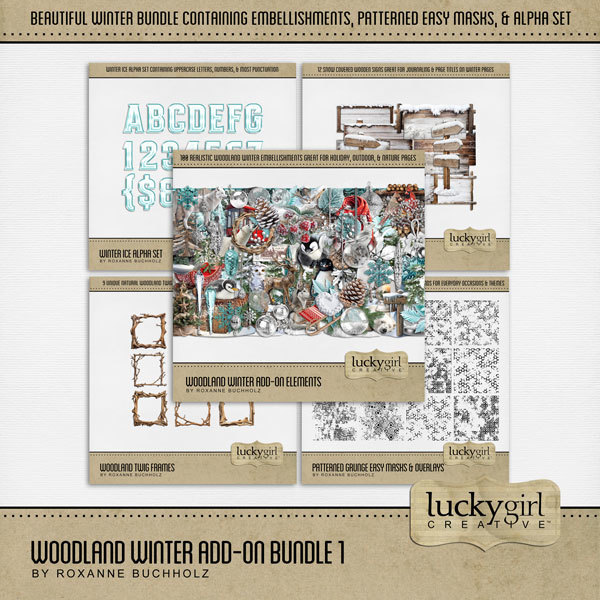 Woodland Winter Add-On Bundle 1 Digital Art - Digital Scrapbooking Kits