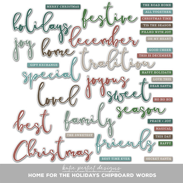 Home for the Holidays Chipboard Words Digital Art - Digital Scrapbooking Kits