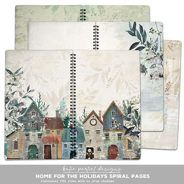 Home for the Holidays Spiral Pages Digital Art - Digital Scrapbooking Kits