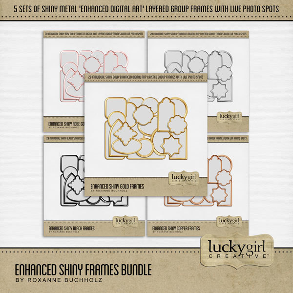 Enhanced Shiny Frames Bundle Digital Art - Digital Scrapbooking Kits