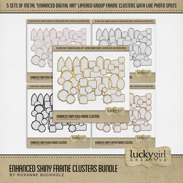 Enhanced Shiny Frame Clusters Bundle Digital Art - Digital Scrapbooking Kits