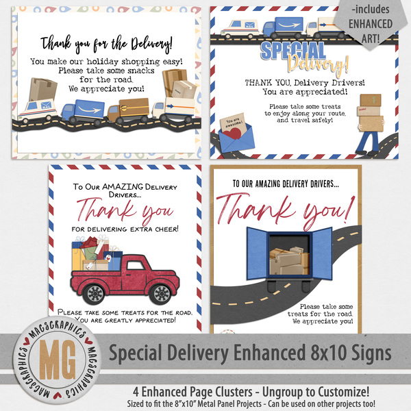Special Delivery Enhanced 8x10 Signs Digital Art - Digital Scrapbooking Kits