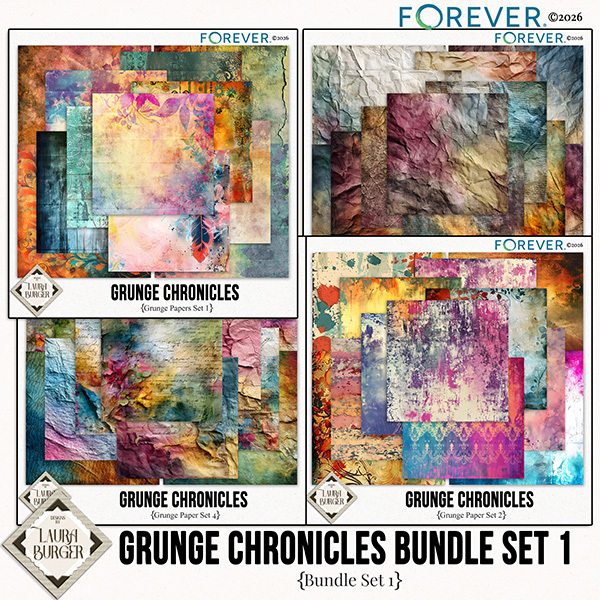 Grunge Chronicles Bundle Set 1 Digital Art - Digital Scrapbooking Kits